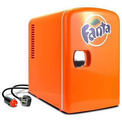 Fanta Mini Fridge for Bedroom 4L Small Fridge 6 Cans Table Top Kitchen...