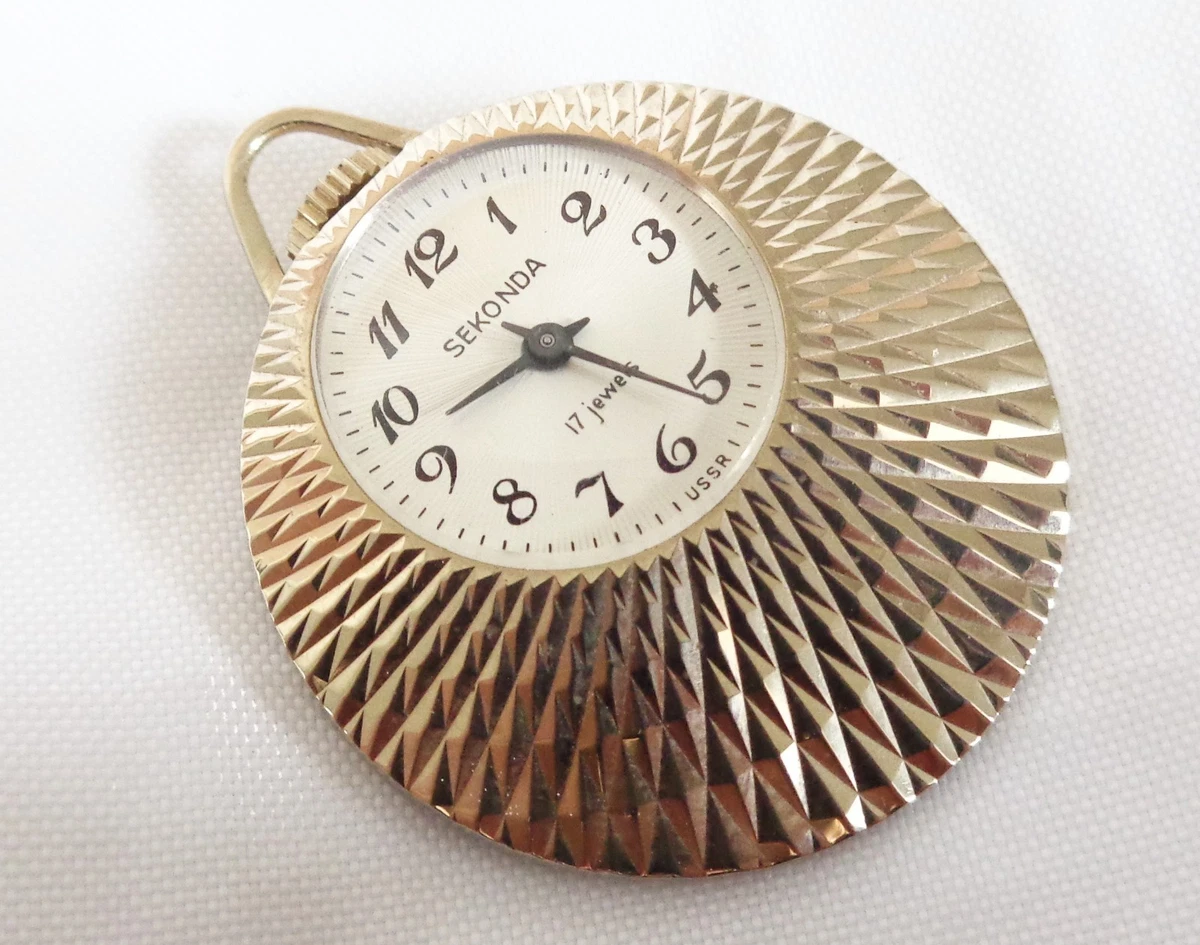 Nuevo de Lote Antiguo Reloj de Enfermera Colgante Mecánico Sekonda URSS Chapado en Oro Cuerda Manual Funcionando