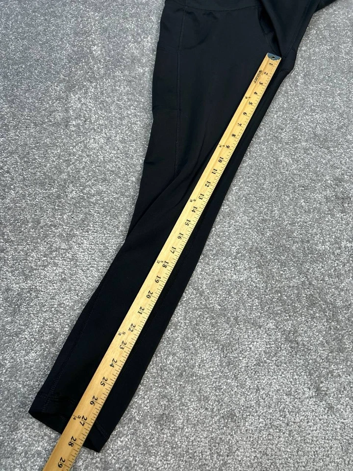 Adidas Climalite Leggings Womens Medium Black Trefoil Logo Mid Rise Workout Yoga - Image 2 of 4