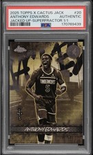 Marketplace image: 2025 Topps Chrome x Cactus Anthony Edwards Jacked Up Superfractor 1/1 PSA Auth