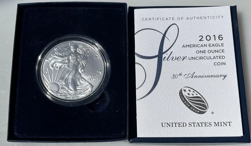 2016 W Burnished Silver Eagle OGP & COA Edge Lettering .999 1 oz Silver