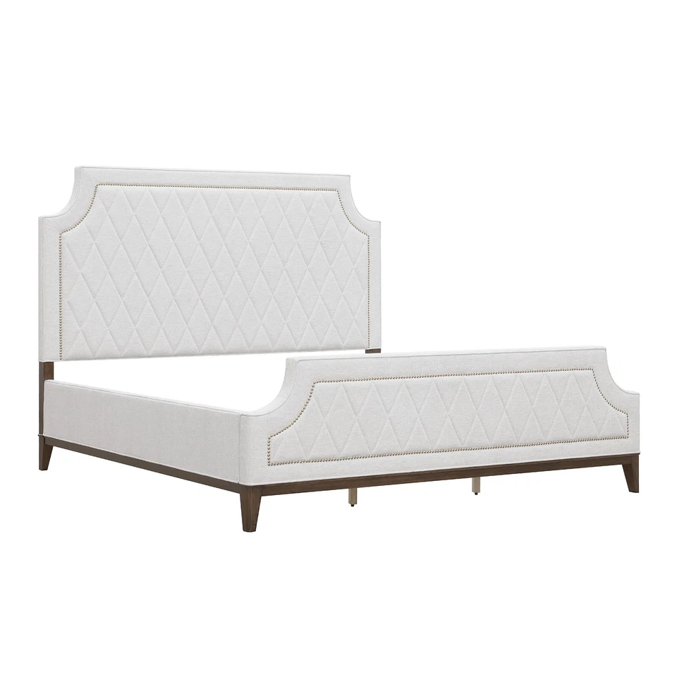 Cama tapizada Asher Park Queen en tela blanca de Pulaski Furniture Foto 2 de 4
