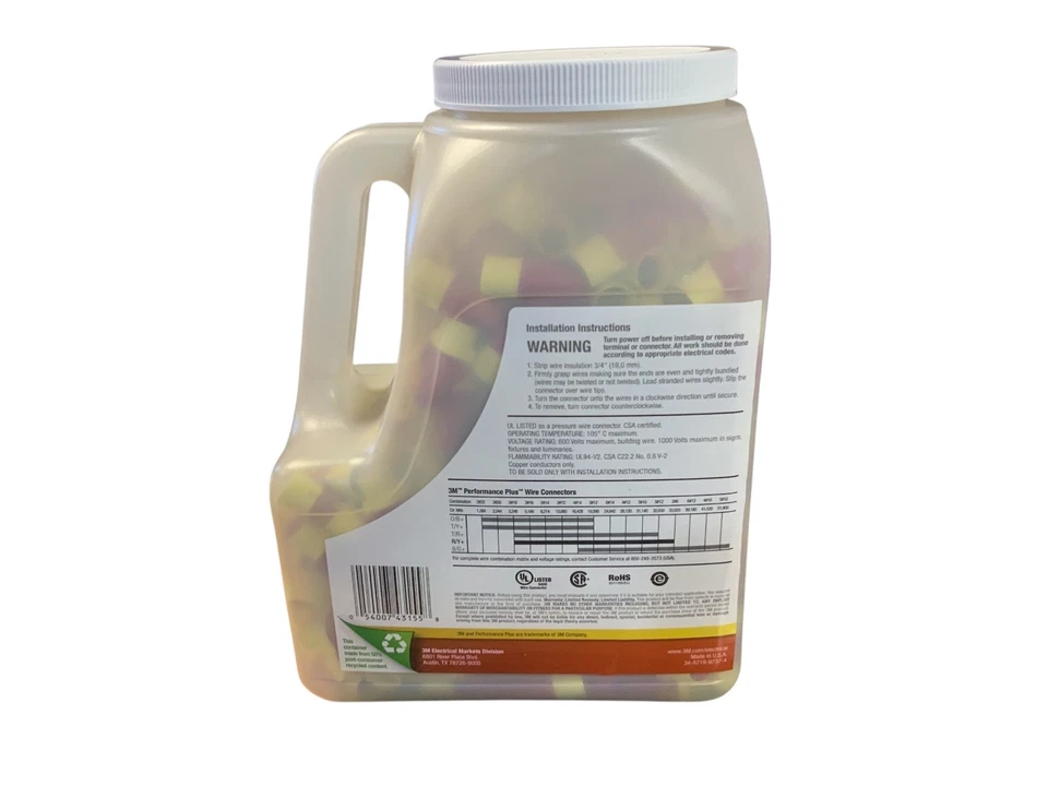 3M Performance Plus Wire Connector R/Y+JUG 500 PCS, 7000058824. - Image 2 of 3