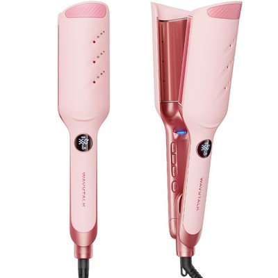 Power Wave Hair Crimper Pink Waver Dual Voltage Ionic Reduces Frizz Wavytalk