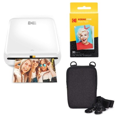 Kodak Step 2x3'' Mobile Instant Photo Printer Paper Go Bundle iOS Android - White
