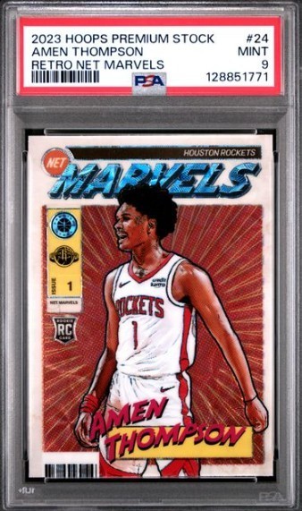 Amen Thompson 2023-24 Hoops Premium Stock Net Marvels Rookie RC #24 Mint PSA 9