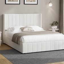 Oikiture Bed Frame Queen Double King Single Gas Lift Base with Storage Boucle