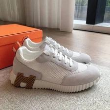 Hermes Bouncing white and brown men's fashion shoes free shipping 🔥