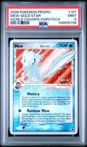 2008 POKEMON WORLD CHAMPIONSHIPS PROMO EMPOTECH #101 MEW-GOLD STAR PSA 9