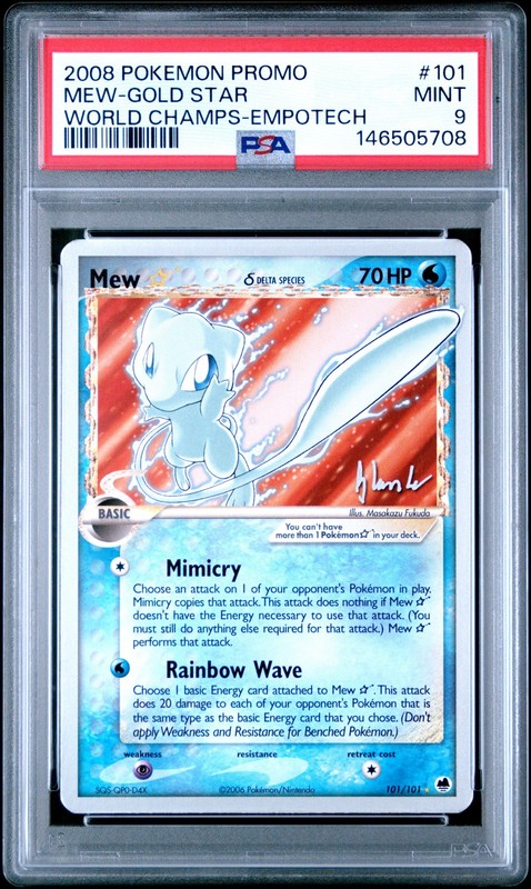 2008 POKEMON WORLD CHAMPIONSHIPS PROMO EMPOTECH #101 MEW-GOLD STAR PSA 9