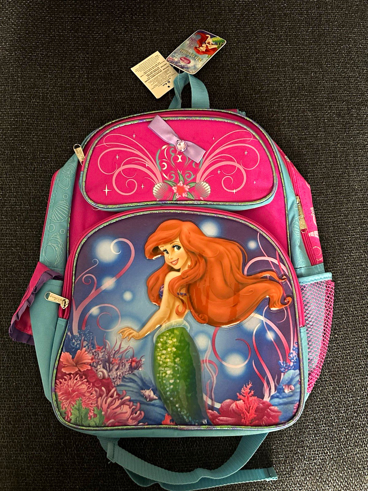 Disney Ariel La Sirenita Niñas Grande 16” Rosa/Azul Poliéster Mochila Cremallera