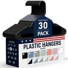 Plastic Hangers 30 Pack – Made in The USA – 6lb Capacity Standard Cl