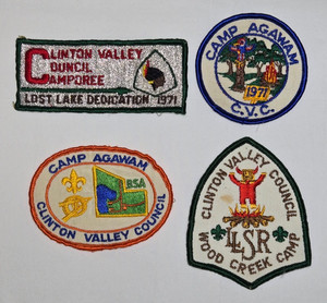Lot of 4 VTG Clinton Valley Council Lost Lake Camp Agawam Wood Creek BSA Patches