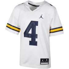 Michigan Wolverines Jordan DRY FIT Football AO9923-100 4 WHITE YOUTH Jersey