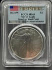 2022-w $1 SILVER EAGLE PCGS MS69 FIRST STRIKE STRUCK AT WEST POINT FLAG LABEL — photo 1