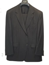 Canali Black Midweight Wool Suit 48R US / 58R IT Made in Italy - Pristine