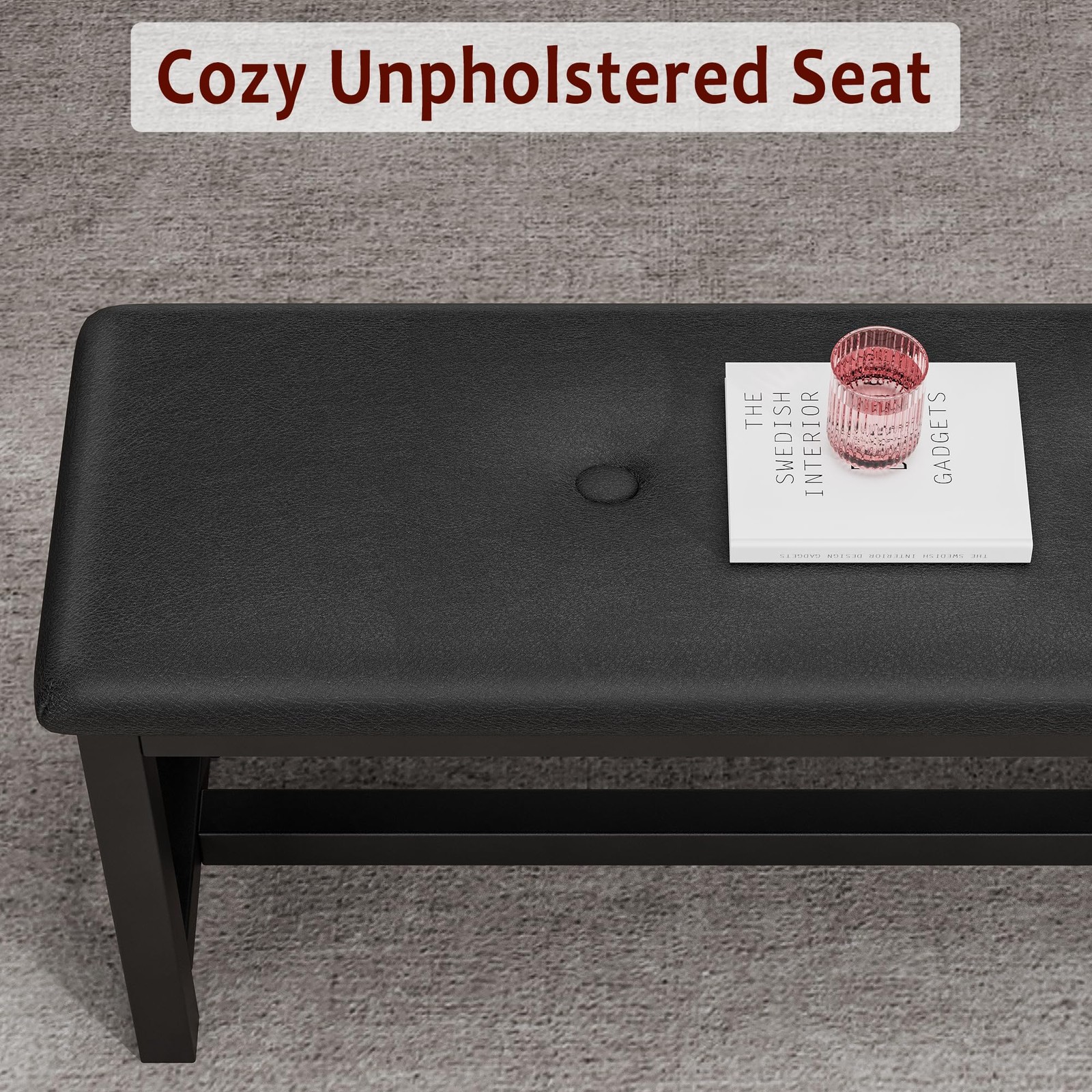 3 Piece Dining Table Set for 4-6, 63" Extendable Thick Metal Frame Kitchen Ta...