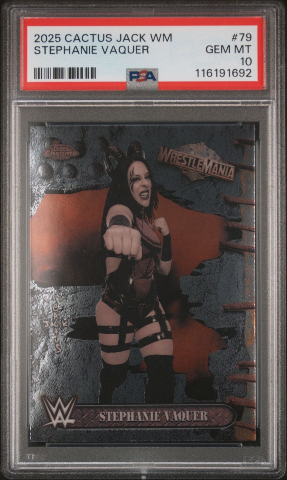 2025 Topps Chrome WWE Cactus Jack x WrestleMania Stephanie Vaquer #79 PSA 10 🔥