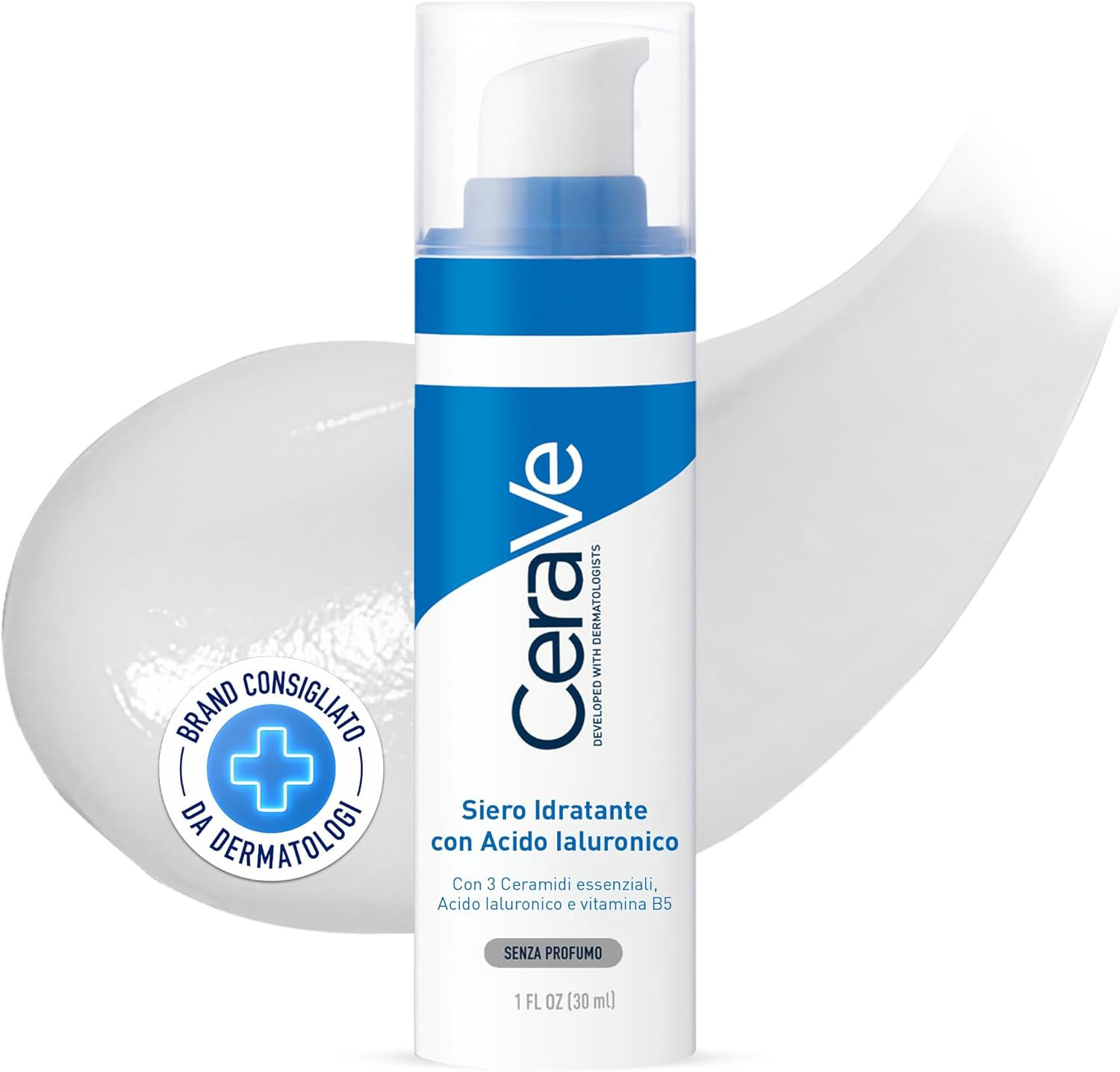 Cerave Siero Idratante Con Acido Ialuronico, per Pelli Secche, 24H Di Idratazion