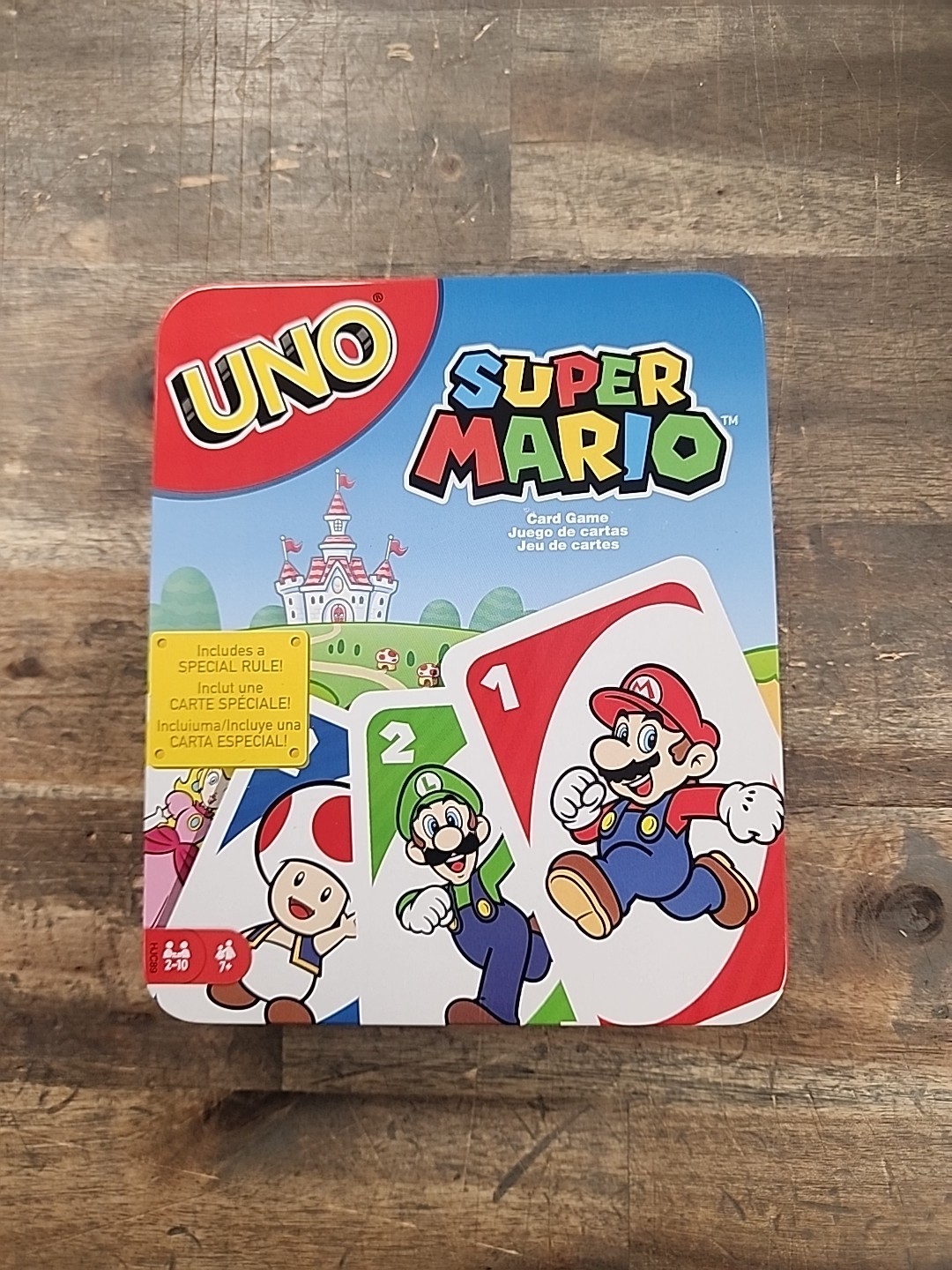 Juego de Cartas UNO Super Mario en Almacenamiento y Lata de Viaje, Baraja Temática de Videojuegos para...