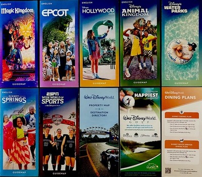 NEW 2026 Walt Disney World Theme Park Guide Maps 10 Maps + Dining , Golf