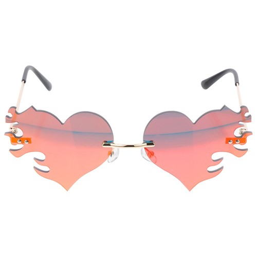 Lunettes De Soleil Flammes Sans Monture – Dégradé Orange-rouge Et Bleu-vert – Léger 19g – Pour Fêtes Et Cosplay