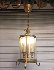 Superbe ancienne lanterne cylindrique 2 feux en laiton / état de marche