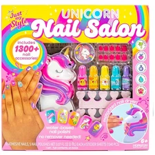 Kids' Unicorn Nail Art Kit - 5 Colorful Polishes & Stick-On Nails for Parties