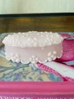 Rare Vtg Fostoria Jenny Lind PINK Milk Glass Trinket Box - Vanity Jar & Pin Tray
