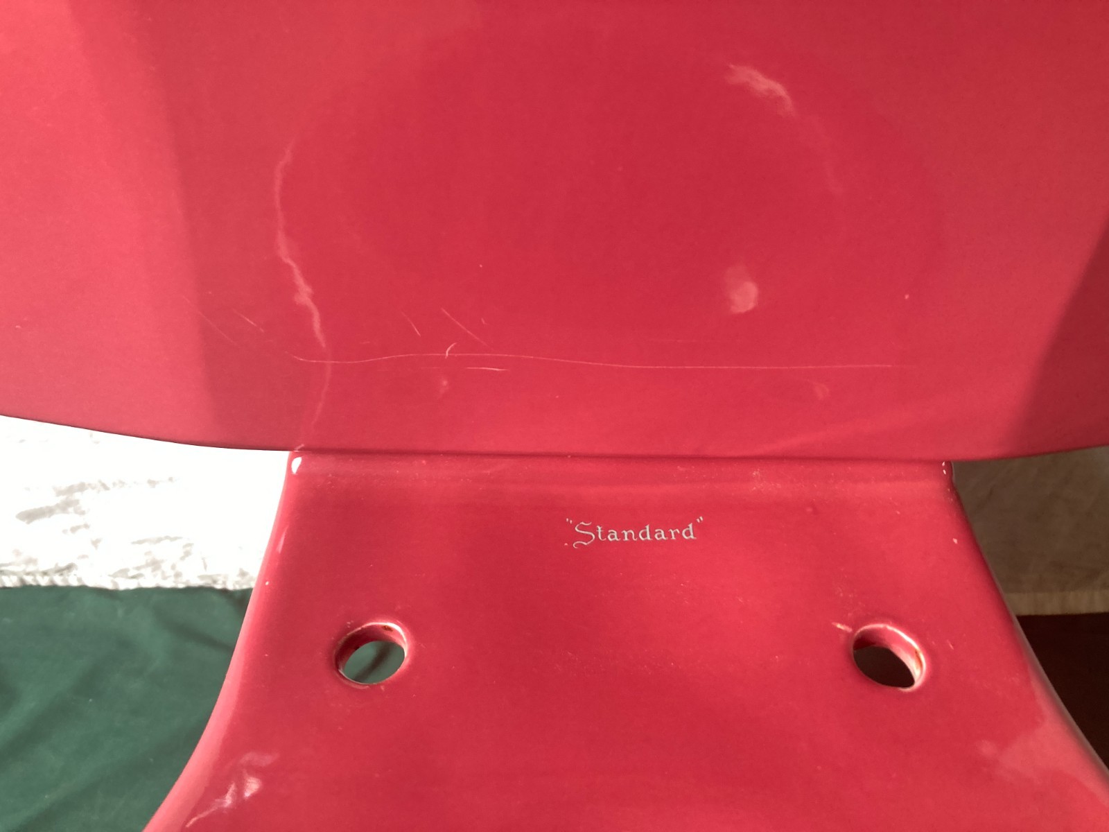 Vtg Mid Century Burgundy T'ang Red Porcelain Toilet Standard Round Bowl 336-25E