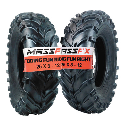 MASSFX 25x8-12 Front Tires for ATV, UTV, & SxS-6-Ply w/ 1/2'' Tread Depth (2-pk)