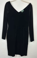 Ralph Lauren Cocktail Dress Womens Small Black Velvet Party LRL Event Holiday