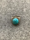 Handmade Vintage Native American .925 Sterling Silver Turquoises Ring Size 10