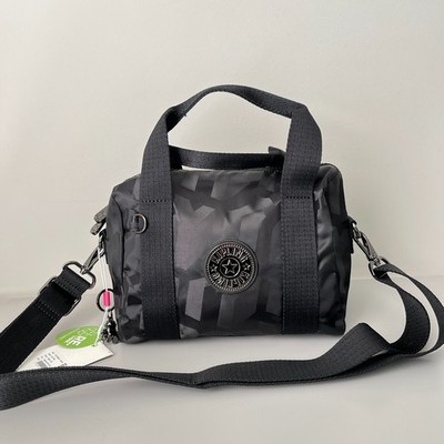 Kipling Bina Small Handbag Black 3D Geometric NWT