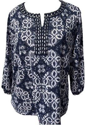 Cathy Daniels Women s Top Blue Sparkle Tunic SZ Petite Medium B40