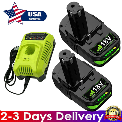 #ad 2Pack 18Volt P102 Replace for Ryobi 18V Batteries and Charger Combo for 18 Volt $45.95