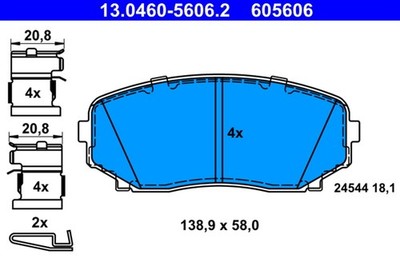 ATE Bremsbelagsatz Scheibenbremse 13.0460-5606.2 für MAZDA ER TB CX KF KF6W AWD