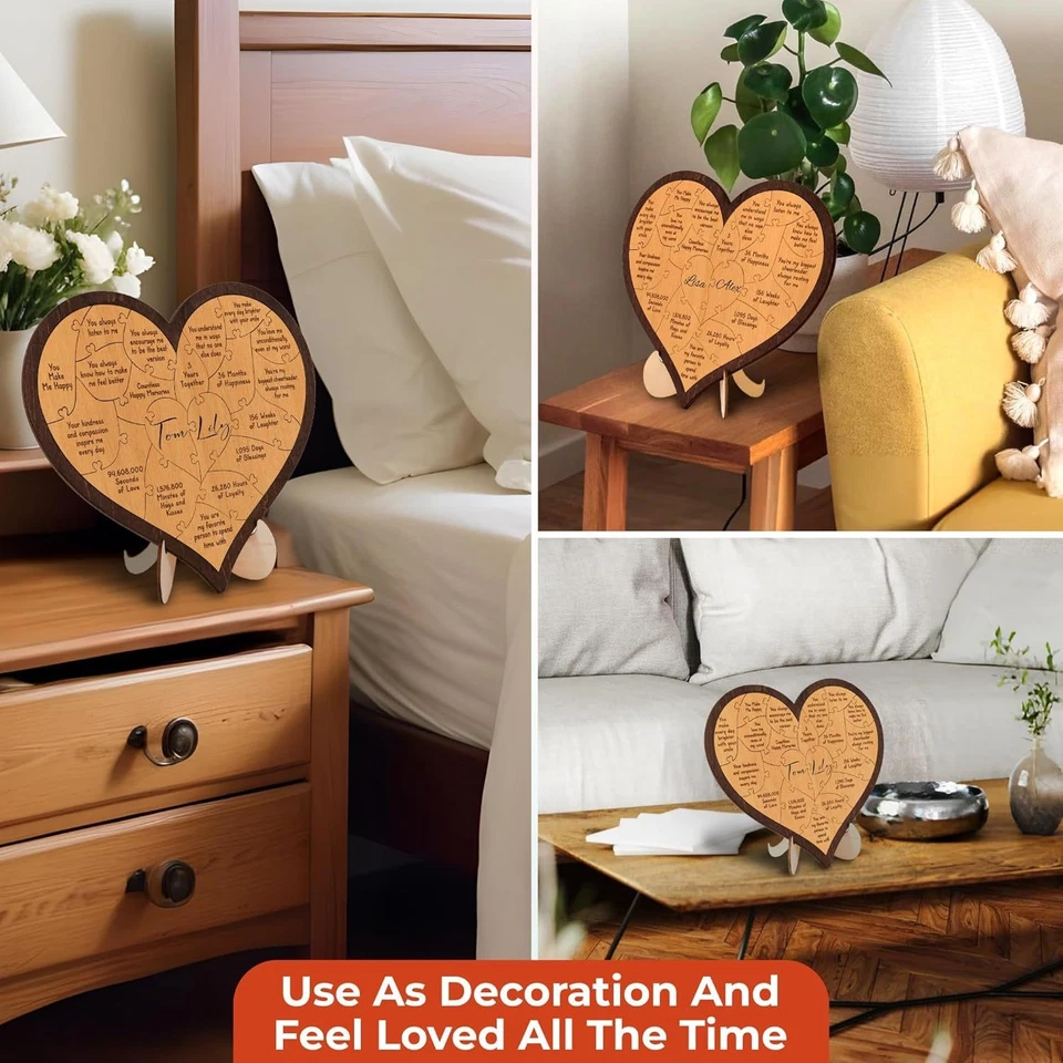 Valentine's Day & Anniversary Gift: Wooden Heart Puzzle Board for Home Decor - image 4 of 4