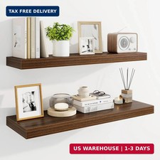 32" Floating Shelves for Wall, Wooden Shelves with Invisible Brackets Set of 2,