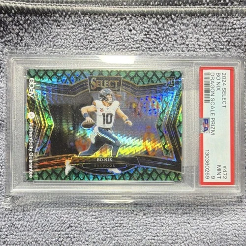 Panini Select Bo Nix Dragon Scale Prizm #472 Broncos /70 PSA 9