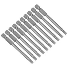 10 Pcs 75mm 1/4" Hex Shank SL4 Magnetic Slotted Head Screwdriver Bits Power Tool