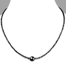 Certified 3mm Natural Black Diamond Necklace for Birthday Gift 925 Silver 20Inch