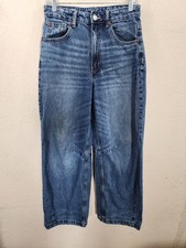Zara Womens Jeans Size 2 Blue Medium Wash High Rise Barrel Balloon Knee Dart