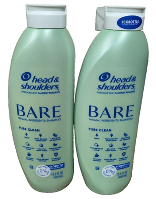 2 pk Head & Shoulders BARE minimal Ingredient Pure Clean Shampoo 13.5 oz ea