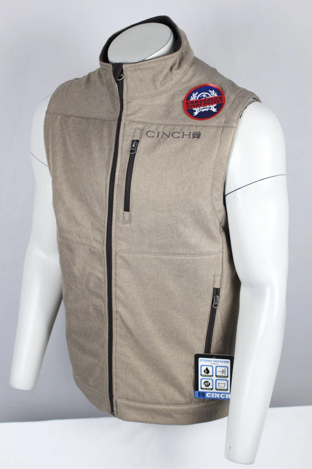Cinch Men's Textured Logo Concealed Carry Zip Bonded Vest Stone MWV1541009
Opens in a new window or