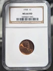 1958 United States 1c One Cent Wheat Penny - MS66 RD NGC