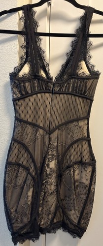 Bebe Womens Black Nude Lace Bodycon Bustier Mini Dress Extra Small - Picture 3 of 7