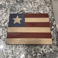 Rustic Wooden American Flag Hanging Sign, Patriotic Decorative Plaque, Handmade