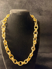 Vintage Style Chunky Gold-Tone Rolo Chain Necklace 16  Adjustable Lobster Clasp