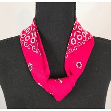 Vintage Red Floral Bandana 100% Cotton Made in USA Fast Color Scarf